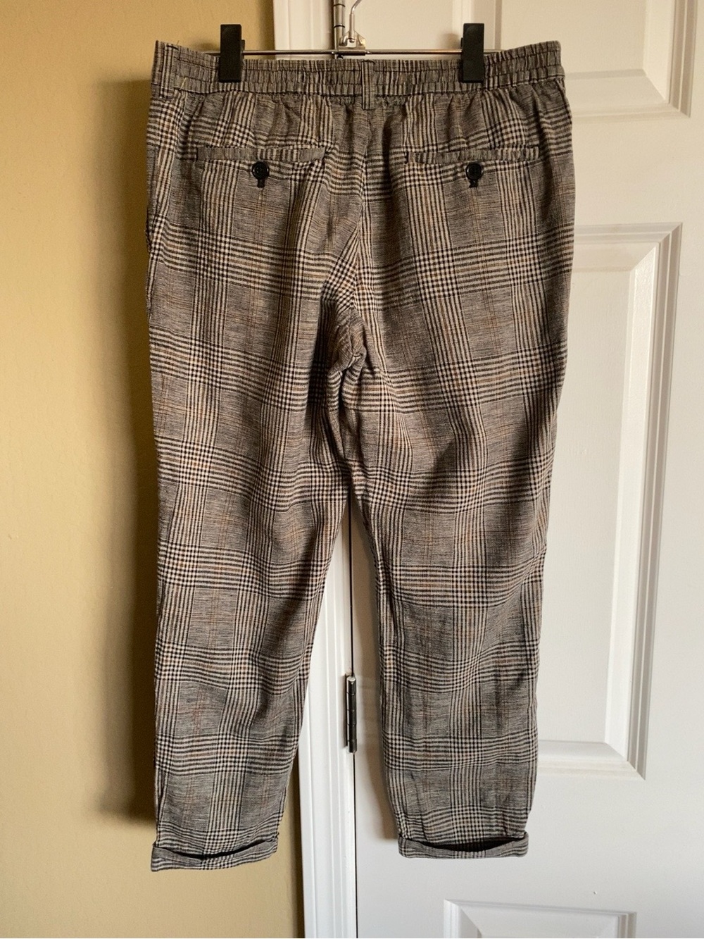 H&M Men’s Skinny Fit Plaid Trousers Size 30 Brown Black Check Pants - Picture 3 of 3